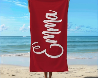 Custom Name Beach Towel, Personalized Bachelorette Gift, Summer Trip Towel, Pool Party Gift, Kids Bath Towel