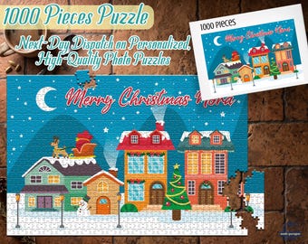 Christmas Kids Name Jigsaw Puzzle, Family Holiday Game Night Gift, Unique Puzzle