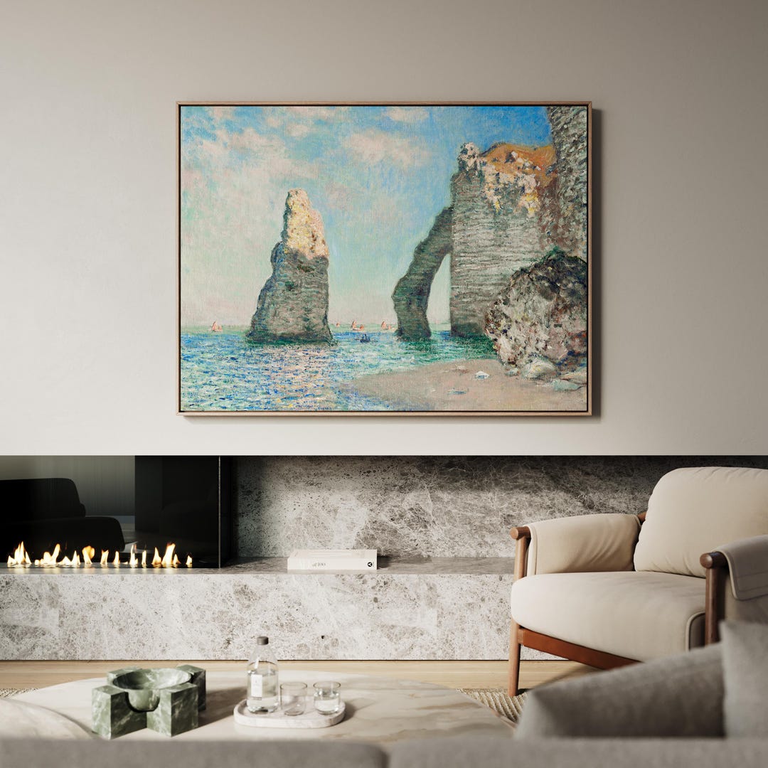 Claude Monet Cliffs Etretat Canvas Print – French Impressionist Ocean ...