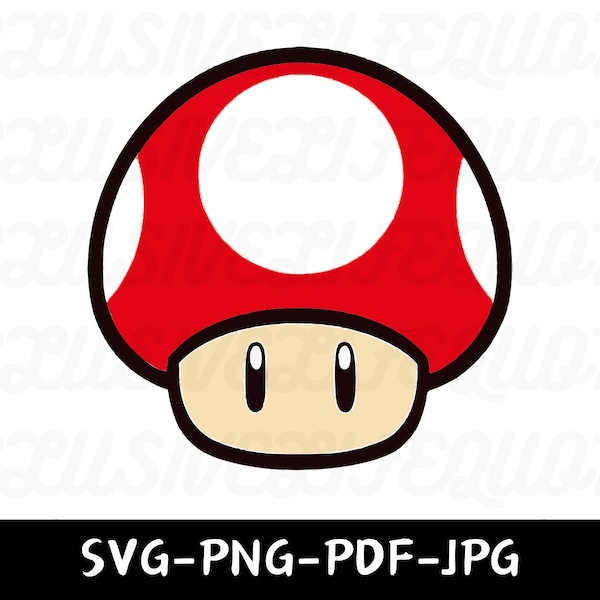 SVG Red Mushroom limited edition, Clip Art, Super Mario Bros, Homemade Silhouette Instant Download, Digital Print, Sticker, Cricut file.