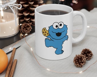 Cute Cookie Monster 11oz White Mug.