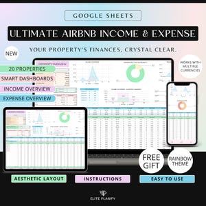 Airbnb Property Rental Tracker Google Sheets: Multi-Property Management (Digital Download)