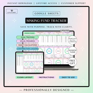Savings Tracker Spreadsheet Google Sheets | Sinking Fund & Personal Finance Template | Rainbow