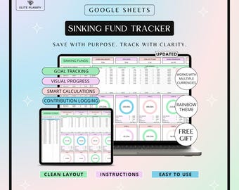Savings Tracker Spreadsheet Google Sheets | Sinking Fund & Personal Finance Template | Rainbow