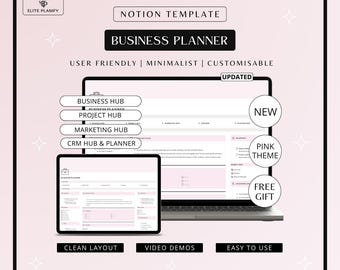 Notion Business Planner Pink Dashboard | Ultimate Notion Business Template | Digital Productivity Tool for Entrepreneurs