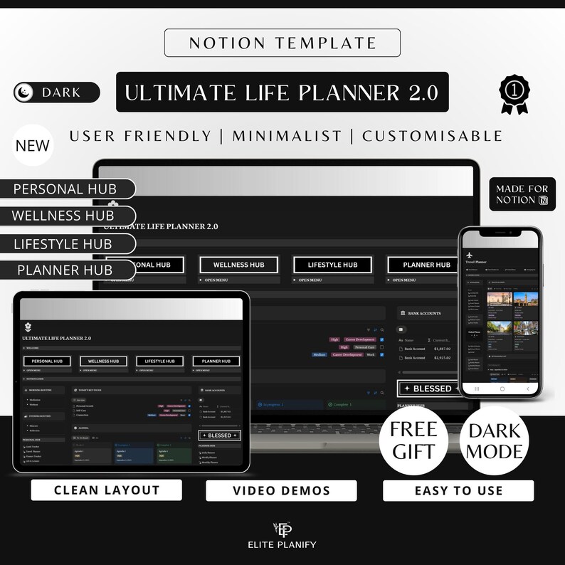 2026 Notion Life Planner Dark Mode | All-in-one Ultimate Notion ...