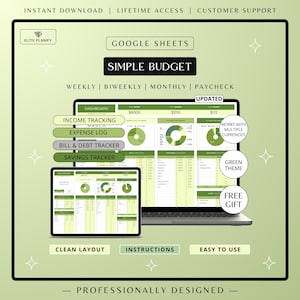 Budget Planner Google Sheets | Budget Spreadsheet | Monthly & Weekly Budget Tracker | Green Theme Budget