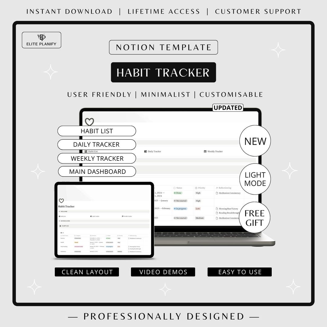 Notion Habit Tracker Template | Daily & Weekly Habit Tracker | Notion ...