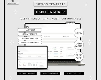 Notion Habit Tracker Template | Daily & Weekly Habit Tracker | Notion Template | Digital Planner