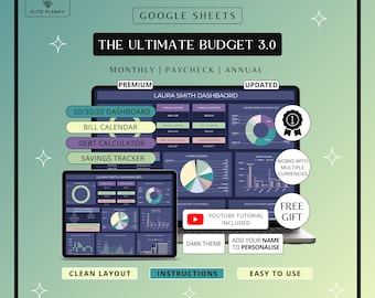 Ultimate Annual Budget Spreadsheet Google Sheets Budget Template | Debt Tracker, Bill Calendar, Net Worth Tracker & Savings Tracker