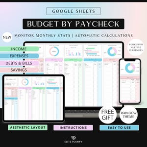 Budget By Paycheck Google Sheets Budget Template Monthly & Weekly Budget Paycheck Budget Planner Biweekly Budget Paycheck and Debt Tracker