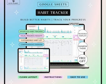 Habbit Racker Planner Habit Tracker Spreadsheet - Etsy Canada