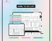 ADHD To-Do List | Task Tracker Template Google Sheets | Editable & Printable | 5 Theme Choices