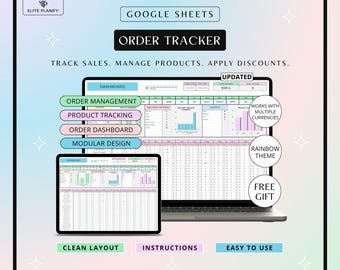 Order Tracker Spreadsheet Google Sheets | Track Orders Easily | Rainbow Edition