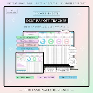 Debt Tracker for Google Sheets | Snowball & Avalanche Calculator | Debt Payoff Spreadsheet | Rainbow