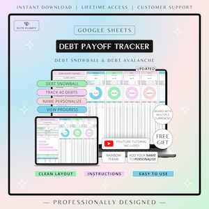 Debt Tracker for Google Sheets | Snowball & Avalanche Calculator | Debt Payoff Spreadsheet | Rainbow
