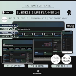 Notion Business & Life Planner 2.0: Dark Mode | Ultimate Notion Template for Entrepreneurs