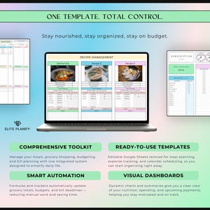 Meal & Budget Planner Spreadsheet Bundle Google Sheets | Meal Planner, Grocery Tracker, Bill Calendar and Monthly Budget Planner image 3