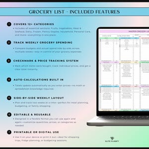 Meal & Budget Planner Spreadsheet Bundle Google Sheets | Meal Planner, Grocery Tracker, Bill Calendar and Monthly Budget Planner image 8