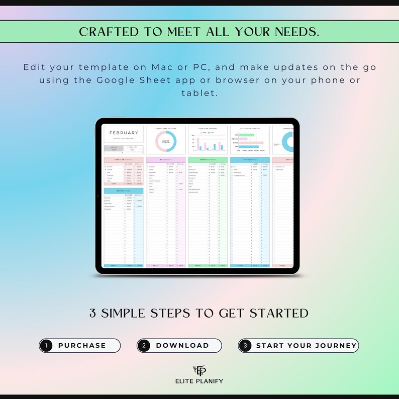 Meal & Budget Planner Spreadsheet Bundle Google Sheets | Meal Planner, Grocery Tracker, Bill Calendar and Monthly Budget Planner image 9