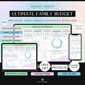 Family Annual Budget Spreadsheet | Google Sheets Monthly Weekly Biweekly Budget Tracker | Couple Budget Spreadsheet | Financial Planner
