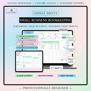 Small Business Bookkeeping Google Sheets | Income & Expense Tracker Spreadsheet | Bookkeeping Template
