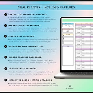 Meal & Budget Planner Spreadsheet Bundle Google Sheets | Meal Planner, Grocery Tracker, Bill Calendar and Monthly Budget Planner image 6