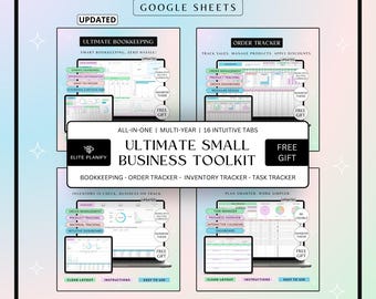 Small Business Spreadsheet Bundle Google Sheets | Bookkeeping Spreadsheet, Order Tracker, Inventory Tracker & Task Tracker