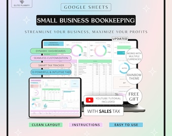 Small Business Bookkeeping Google Sheets | Income & Expense Tracker Spreadsheet | Bookkeeping Template