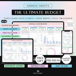 Ultimate Budget Spreadsheet Google Sheets Monthly and Annual Budget Tracker Couple & Family Budget Bill Calendar, Debt and Savings Tracker
