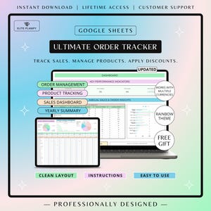 Ultimate Order Tracker Google Sheets Template | Track Orders Easily | Rainbow