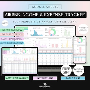 Airbnb テンプレート 収入と支出トラッカー Google スプレッドシート | Airbnb ホスト テンプレート | 賃貸物件管理 | Airbnb トラッカー スプレッドシート