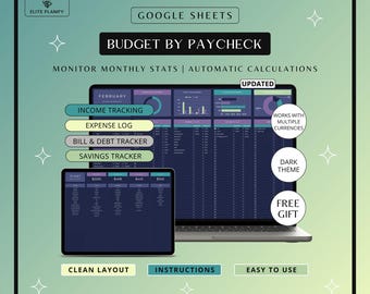 Budget by Paycheck Google Sheets Spreadsheet Monthly Paycheck Budget Biweekly Weekly Budget Planner Easy Budget Spreadsheet Expense Tracker