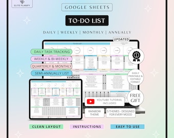 ADHD To-Do List | Task Tracker Template Google Sheets | Editable & Printable | 5 Theme Choices