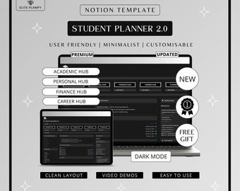 Notion Student Planner 2.0 Dark Mode | Ultimate Academic Planner