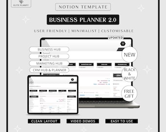 Notion Business Planner 2.0 | Ultimate Business Management Dashboard | Black & White