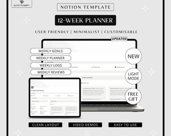 Notion 12 Week Year Planner | Weekly Goals, Planner & Review | Notion Template