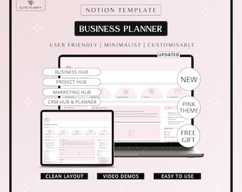 Notion Business Planner Template | Digital Organizer for Entrepreneurs | Pink Edition