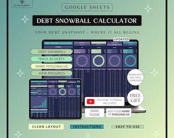 Debt Tracker Google Sheets | Debt Pay Off Tracker & Planner | Personal Finance Spreadsheet Dark Mode