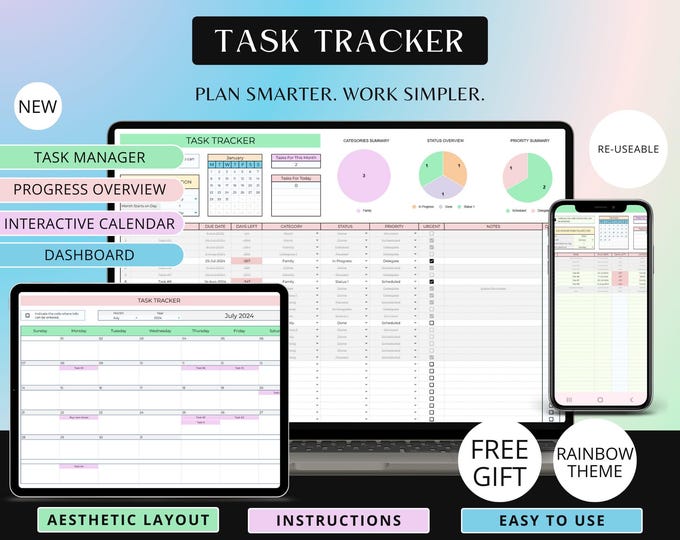 Task Tracker Spreadsheet | Google Sheets | to Do List | Planner ...