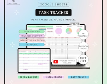 Task Tracker Spreadsheet Google Sheets | To-Do List Template | Rainbow