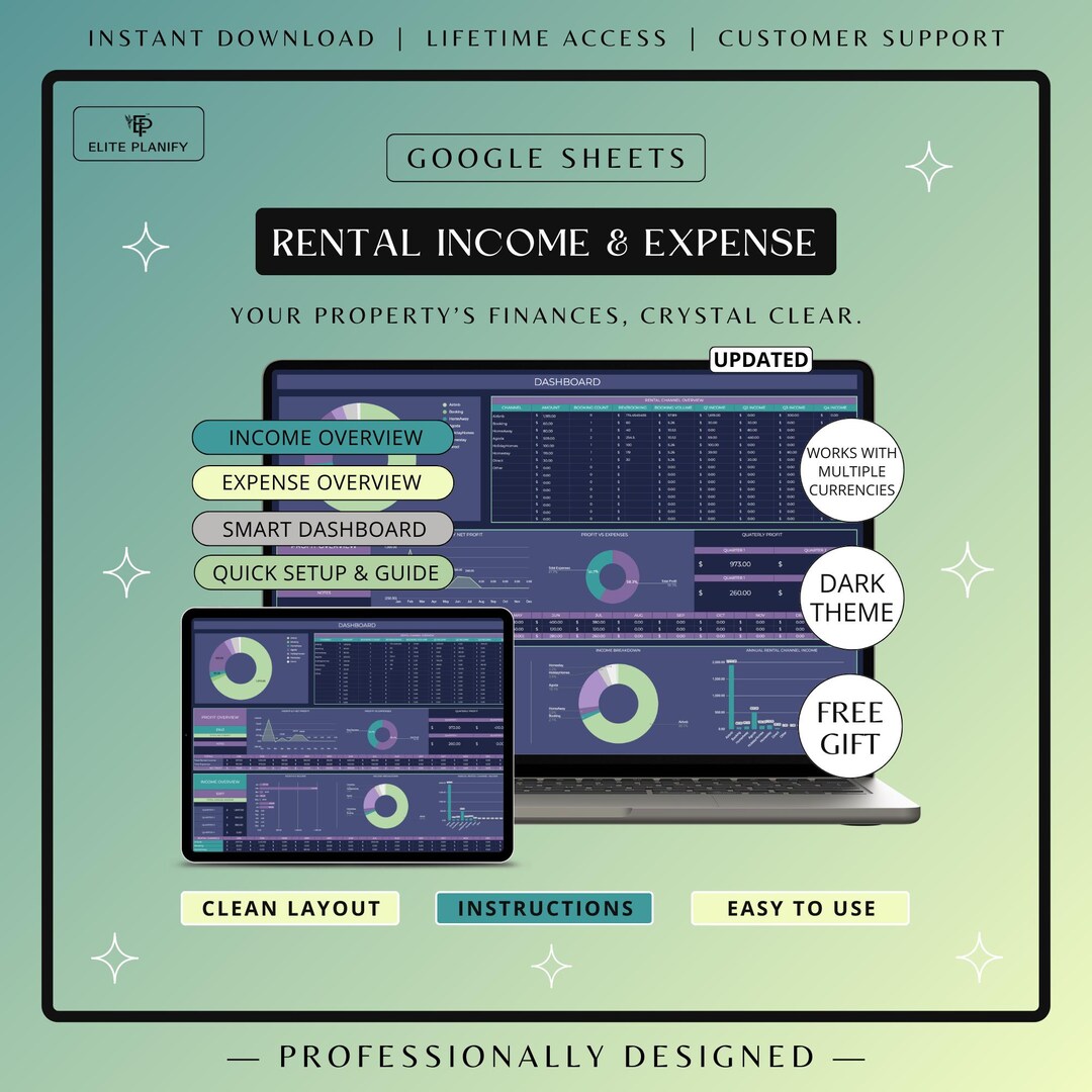 Rental Property Template Google Sheets | Income & Expense Tracker ...