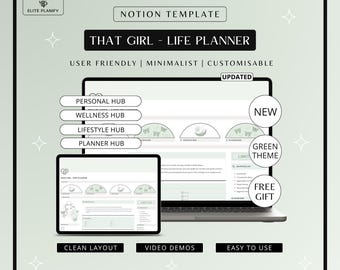 Notion Template | That Girl Planner | Ultimate Notion Life Planner | Sage Green Aesthetic Digital Planner