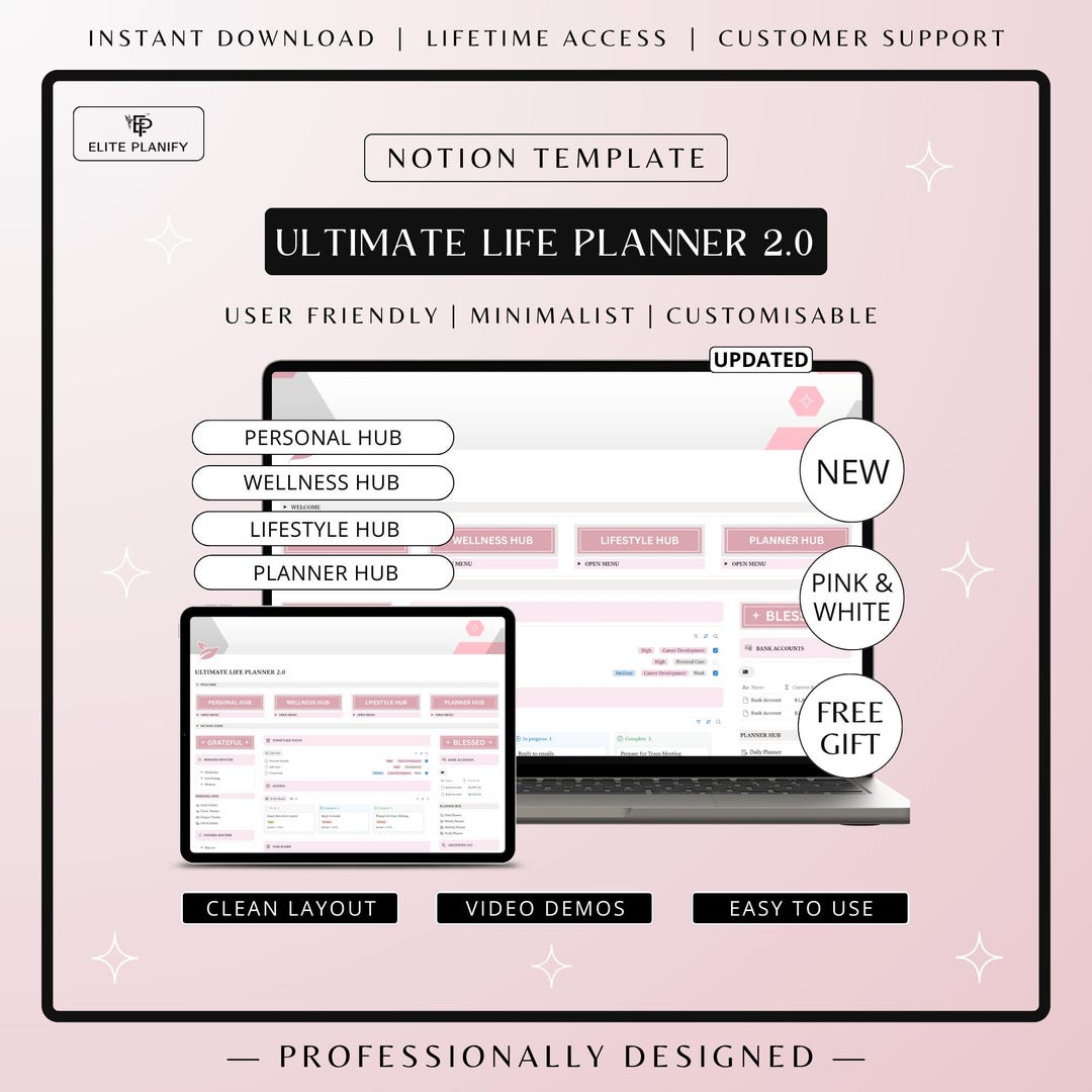 Notion Life Planner 2.0 | All in One Notion Template | Productivity ...