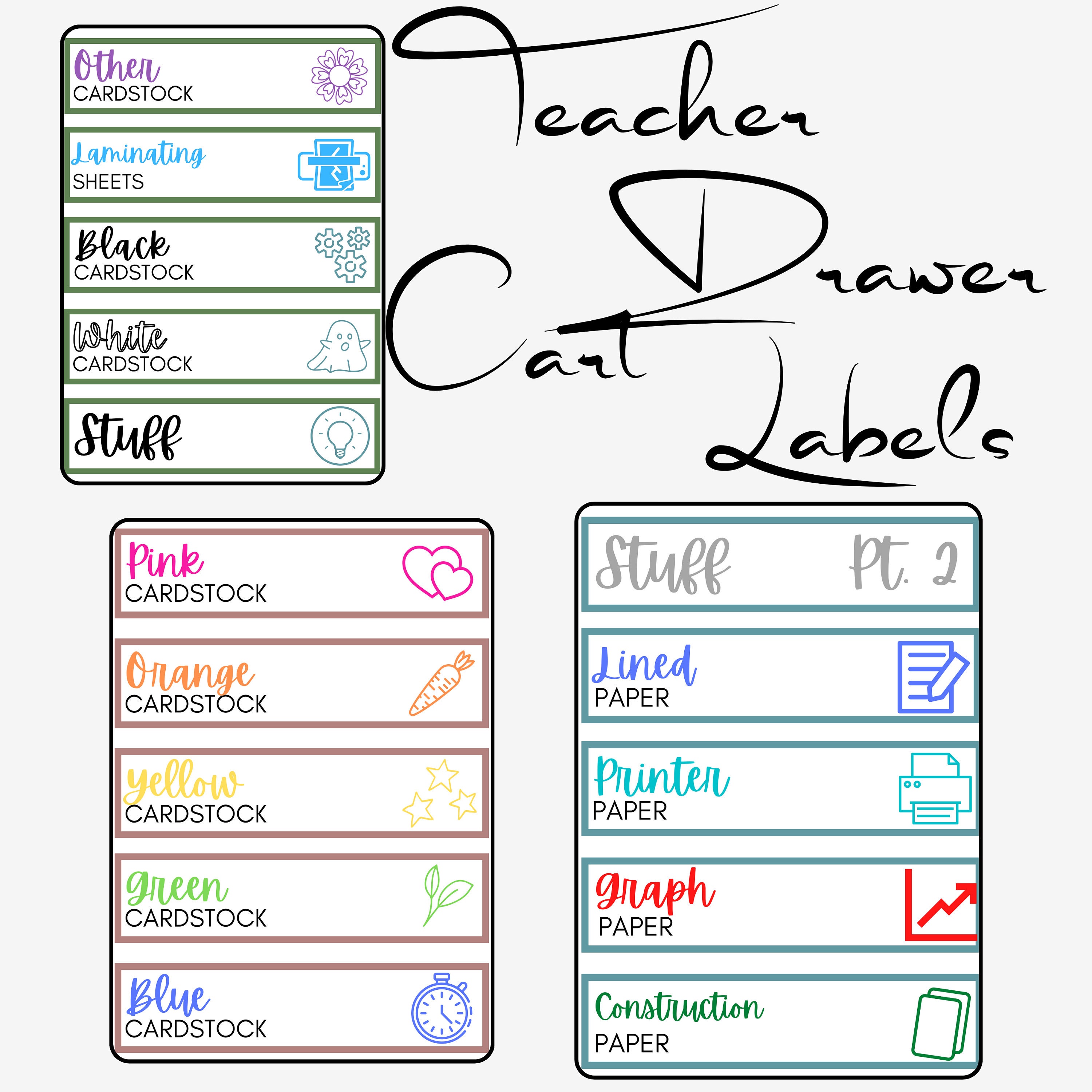 Teacher Drawer Card Labels ,classroom Drawer Labels ,classroom Decor