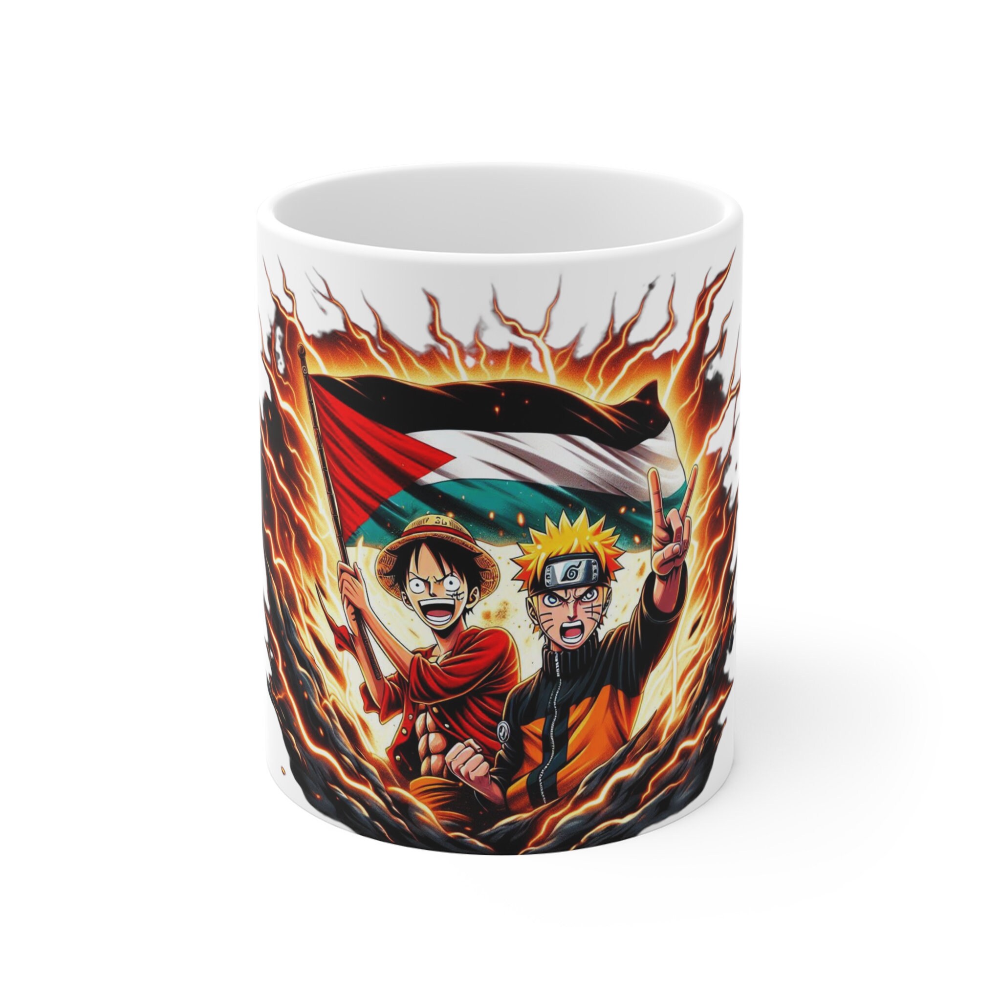 Tazza di compleanno con stampa sul manico, interno ed esterno - Parodia One  Piece - Shanks il Rosso e Gildarts Clive (Tazza di qualità premium -  Stampata in Francia - Rif : 1290)