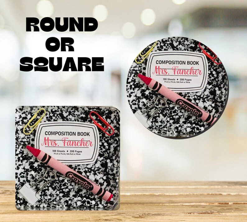 Teacher Coasters Personalized – Custom Paperweight With School Supplies ...