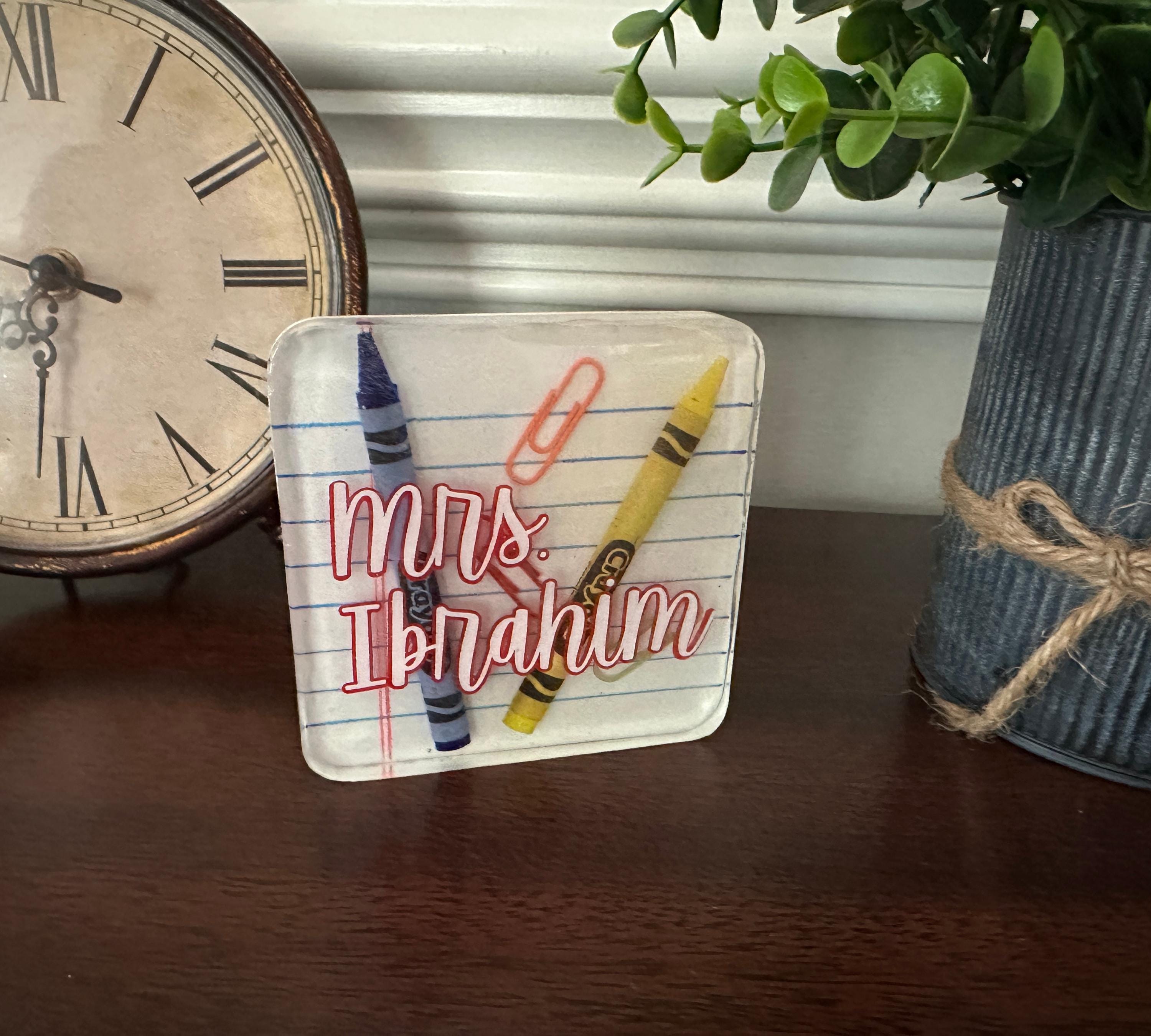 Teacher Coasters Personalized – Custom Paperweight With School Supplies ...