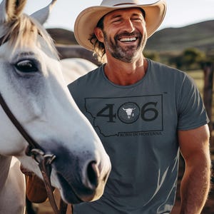 Born in Montana - 406 State Outline T-Shirt | Unisex Montana Pride Tee