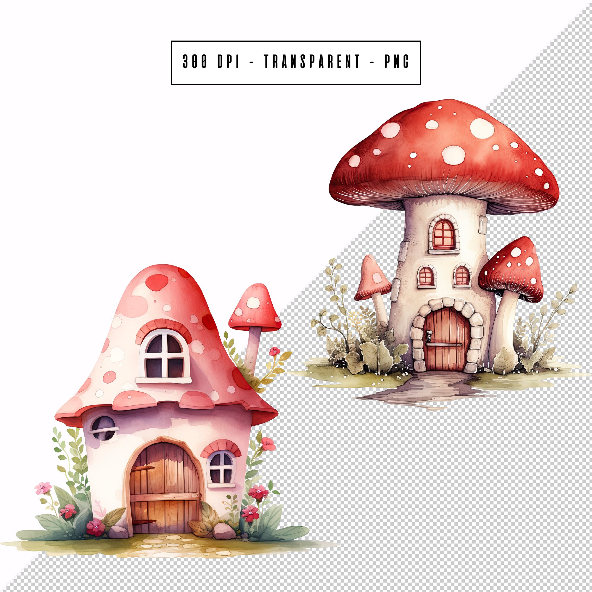 Watercolor Fairy Garden Clipart Bundle: 31 PNG Illustrations ...